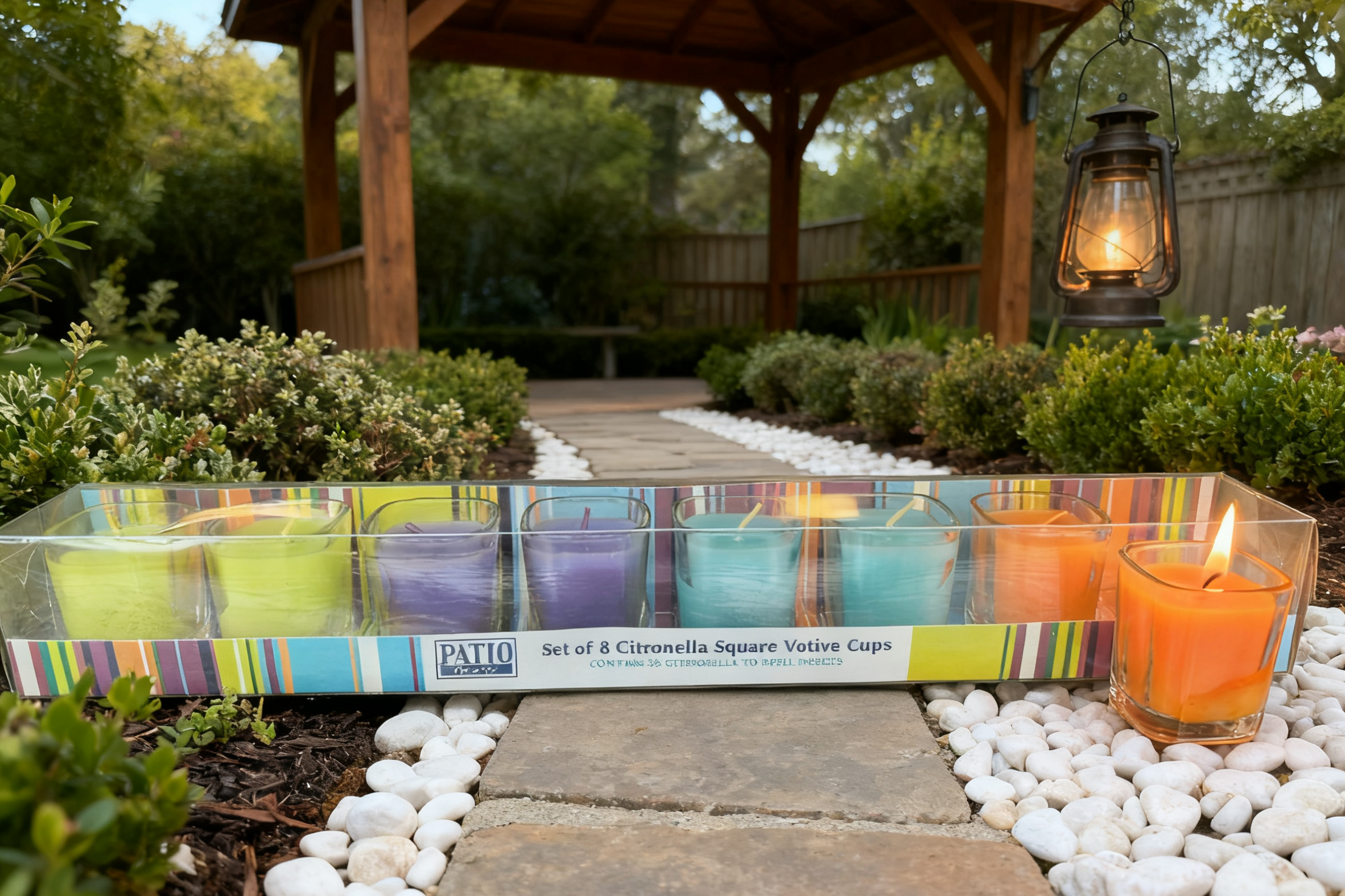 8pk Mini Square Glass Votive Candles